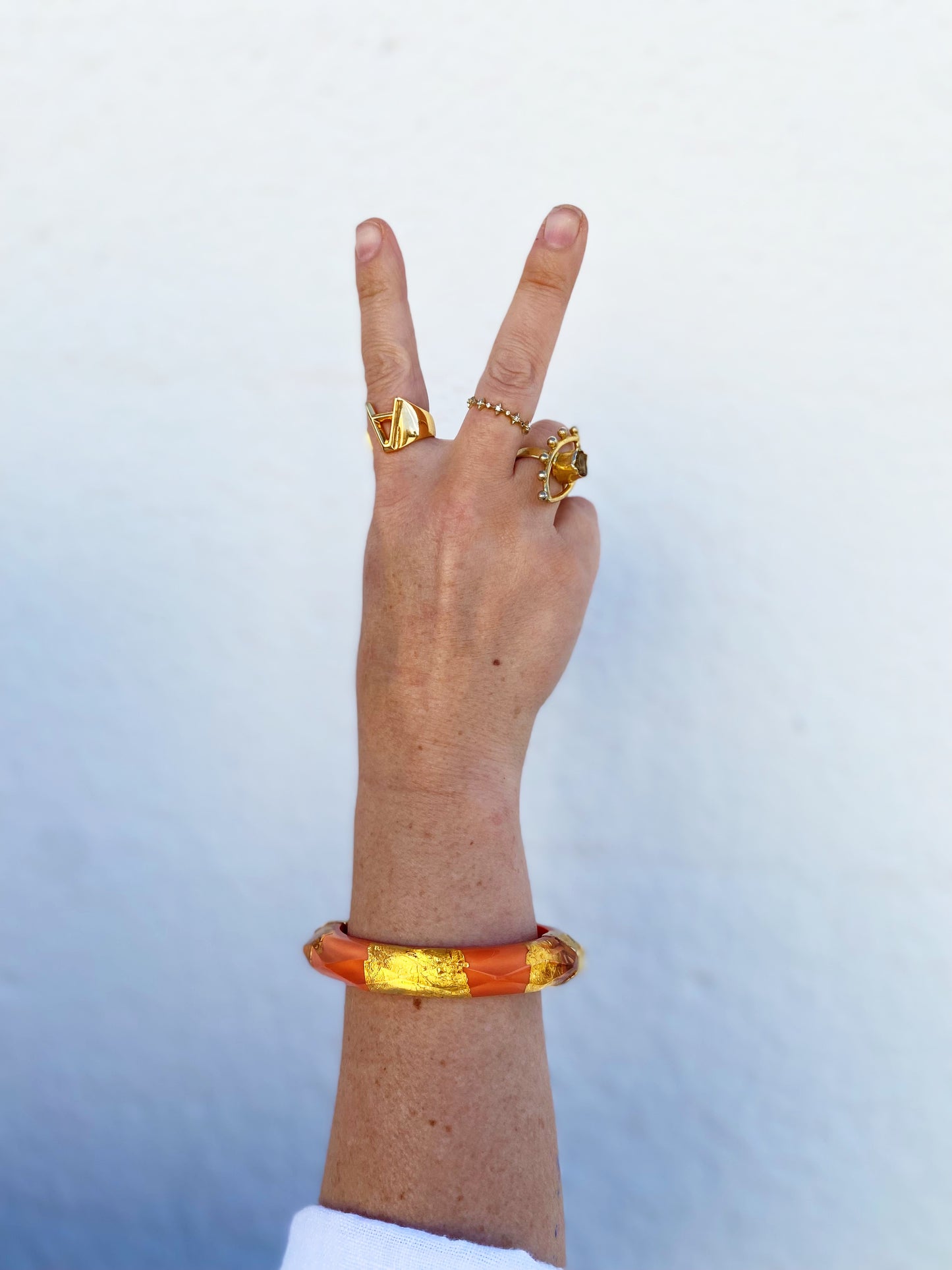 Gold Leaf Thin Faceted Lucite Bangles *SAMPLE SALE