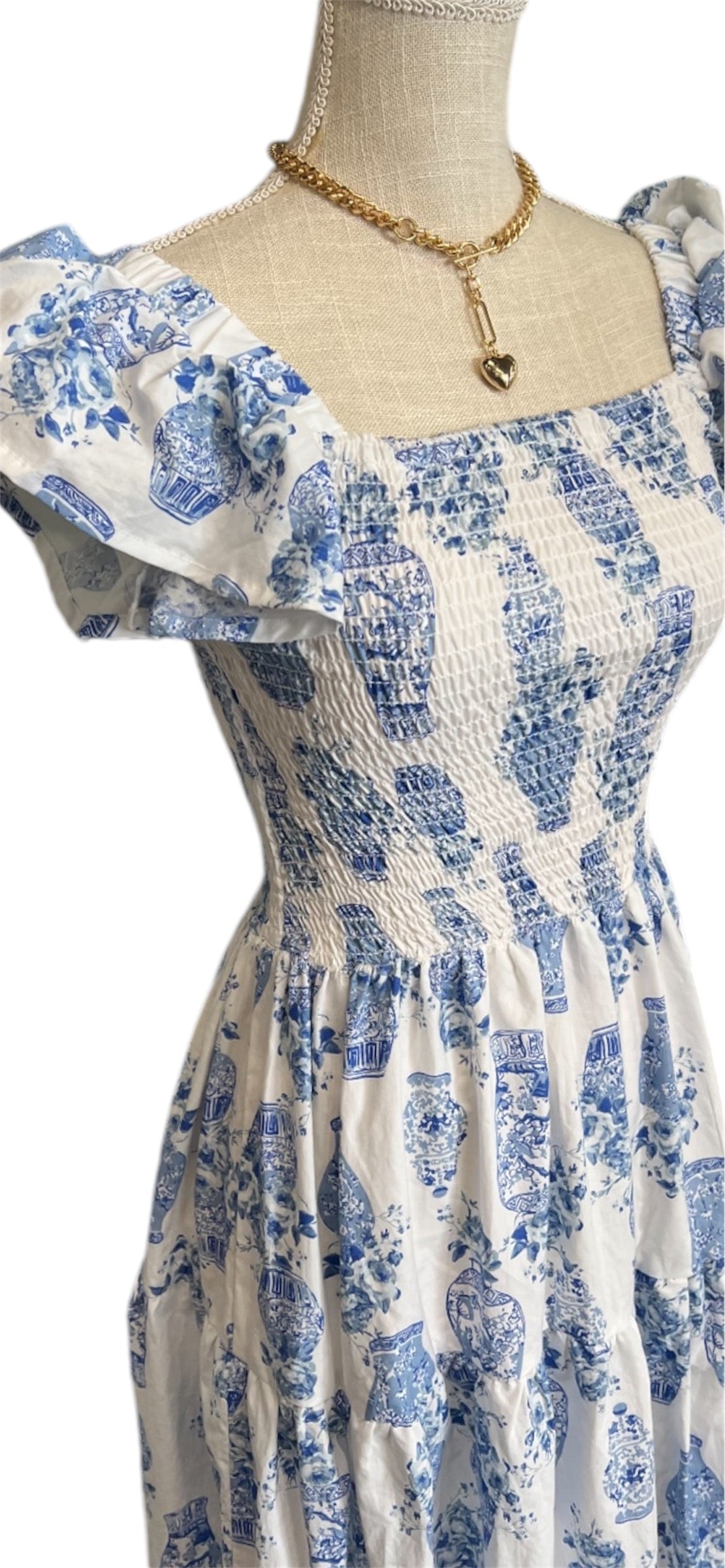 Charlie Dress Ginger Jar Blue and White