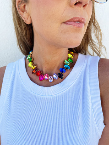 Banks Colorful Oval Stone Necklace