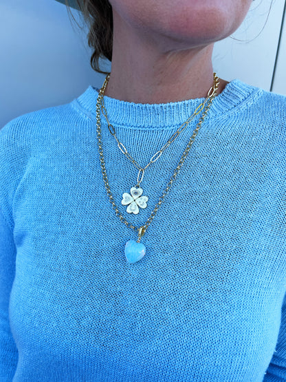 Iridescent Heart & Lucky Charm Necklace