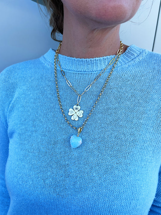Iridescent Heart & Lucky Charm Necklace