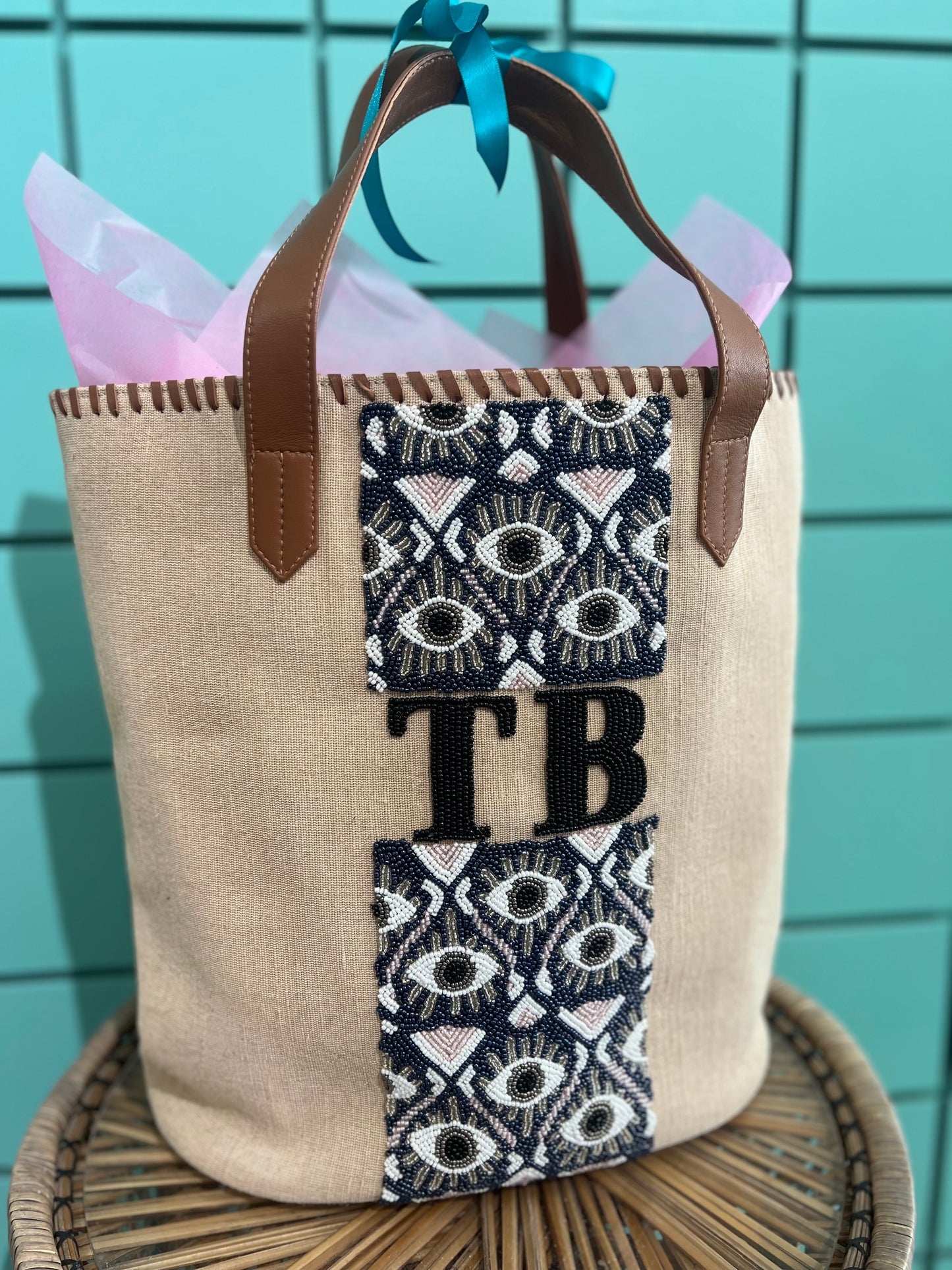 Custom Beaded Tote Bag