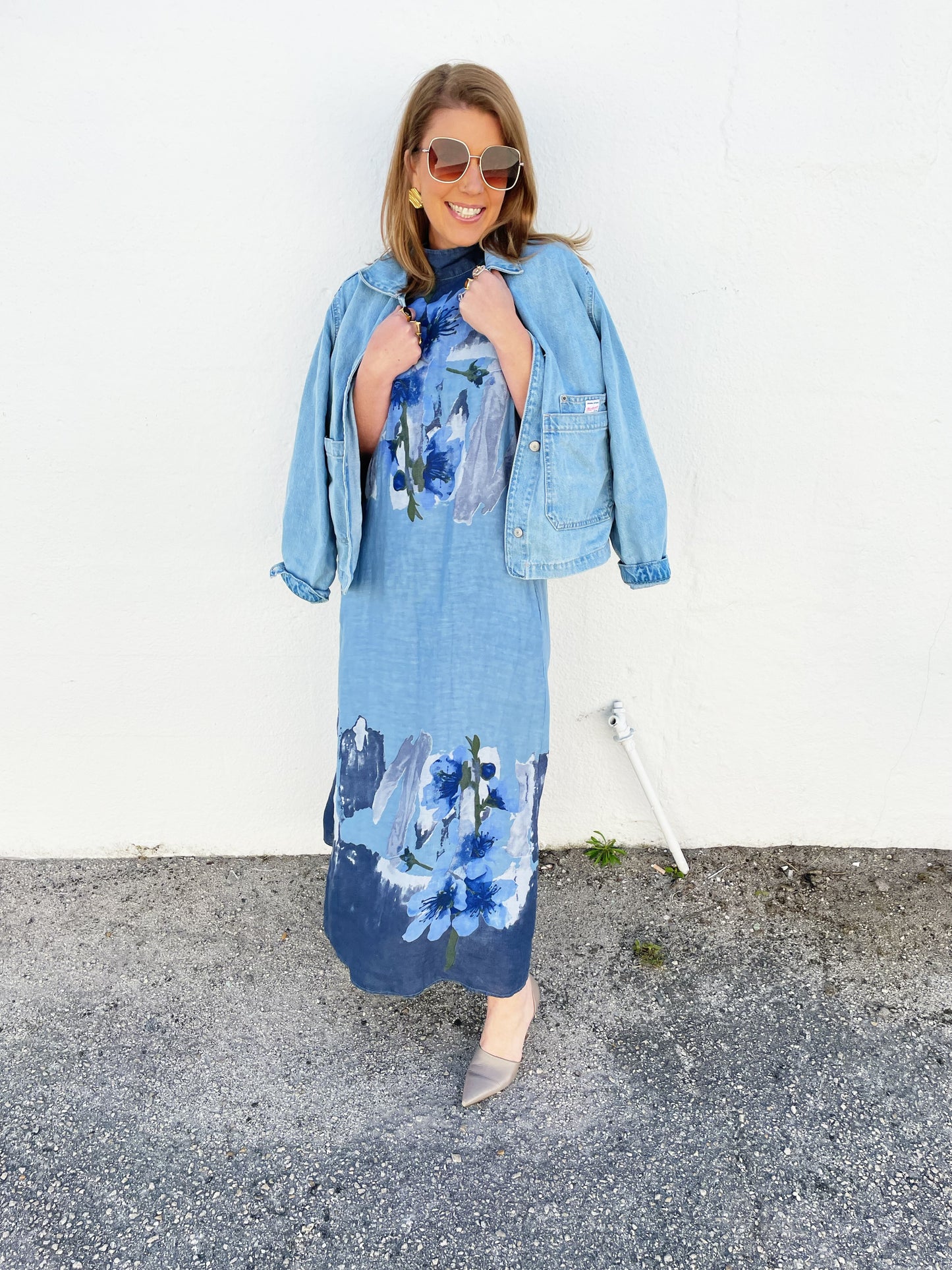Jenny Dress in Blue Watercolor