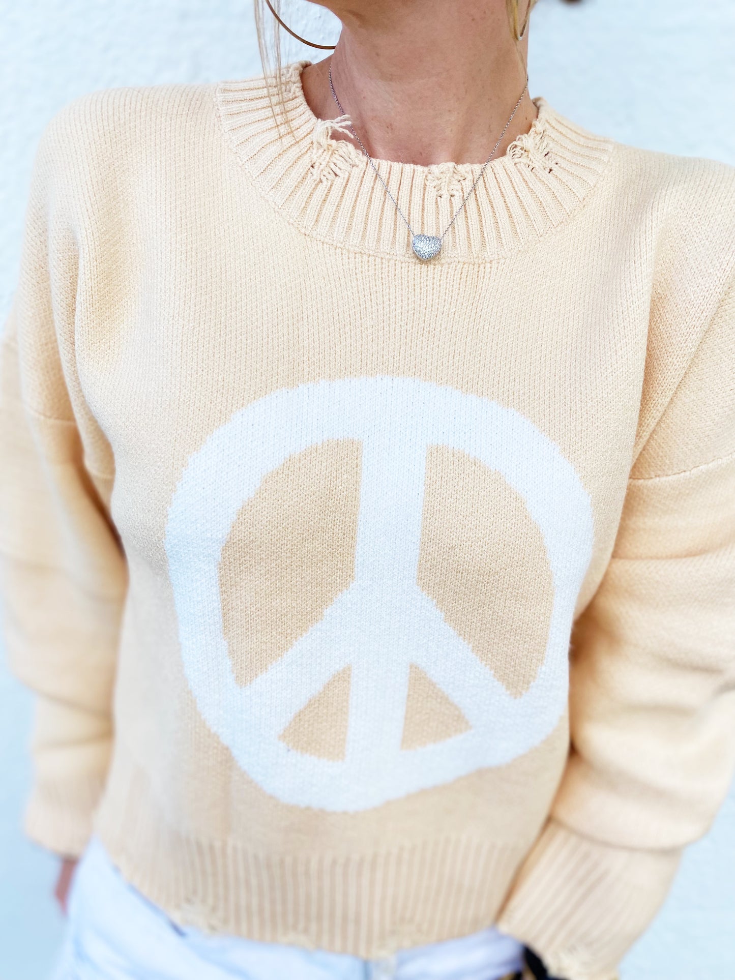 In Stock Peace Sign Sweater- SIZE SMALL