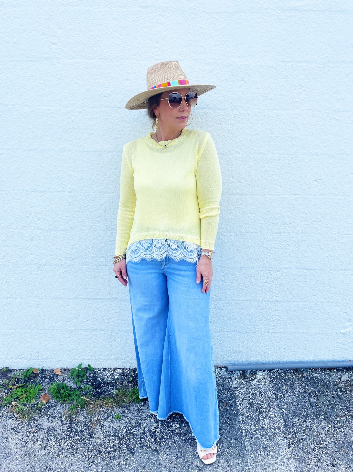 Yellow lace sweater