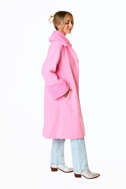 BuddyLove Carmine Faux Fur Trim Coat - Star Dust