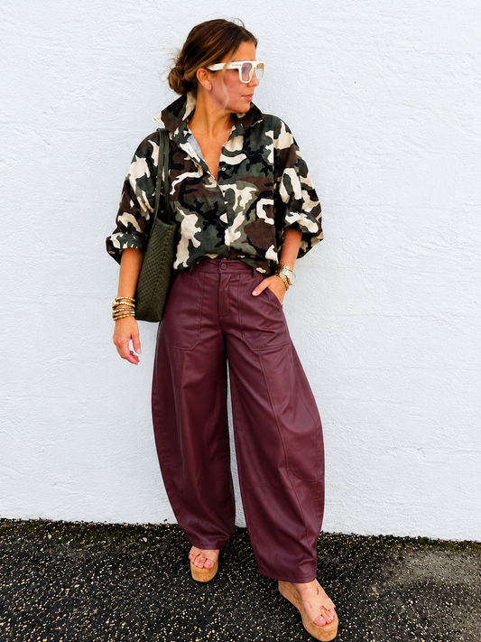Valerie Vegan Leather Barrel Pants *2 colors