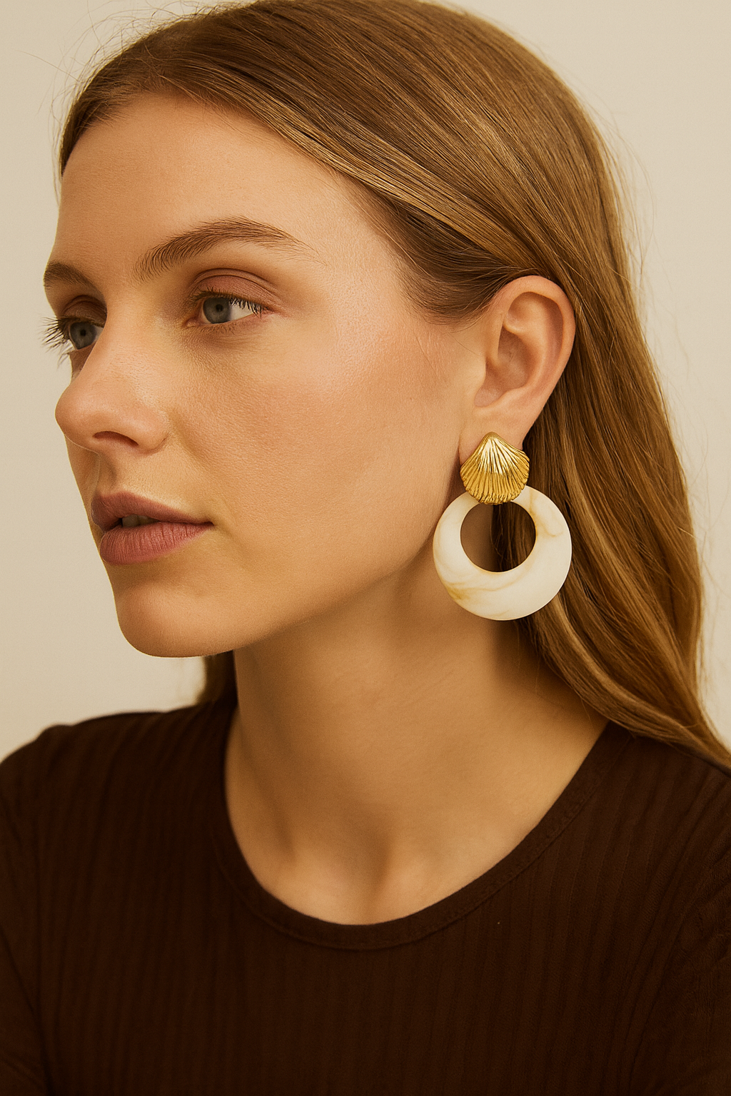 Kenle Shell Earring-Marble