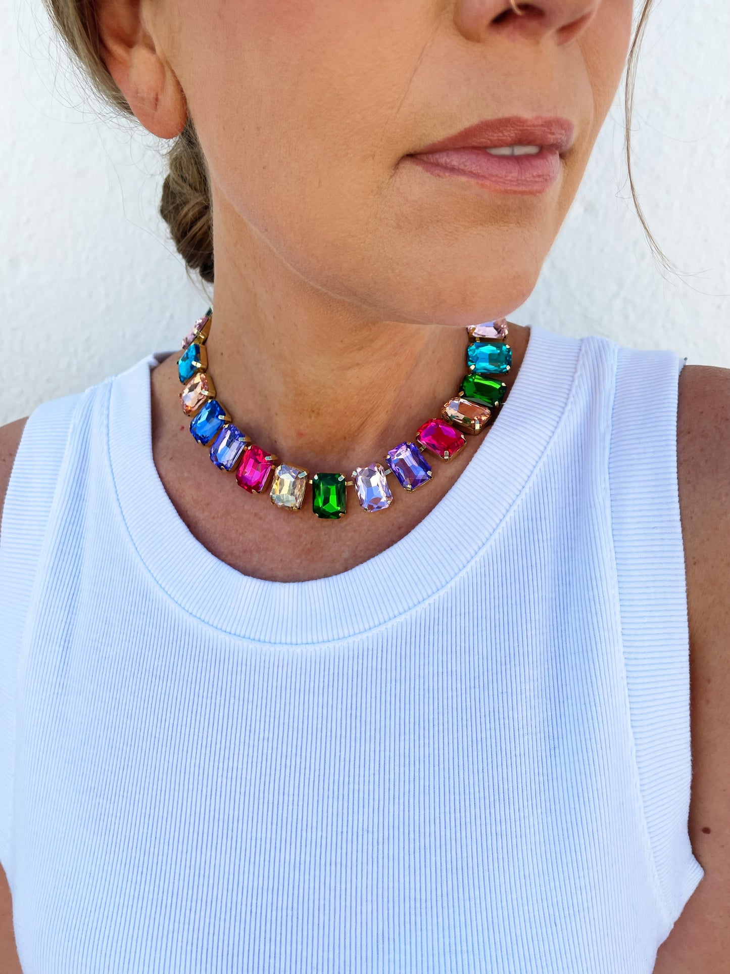 Banks Colorful Emerald Cut Necklace