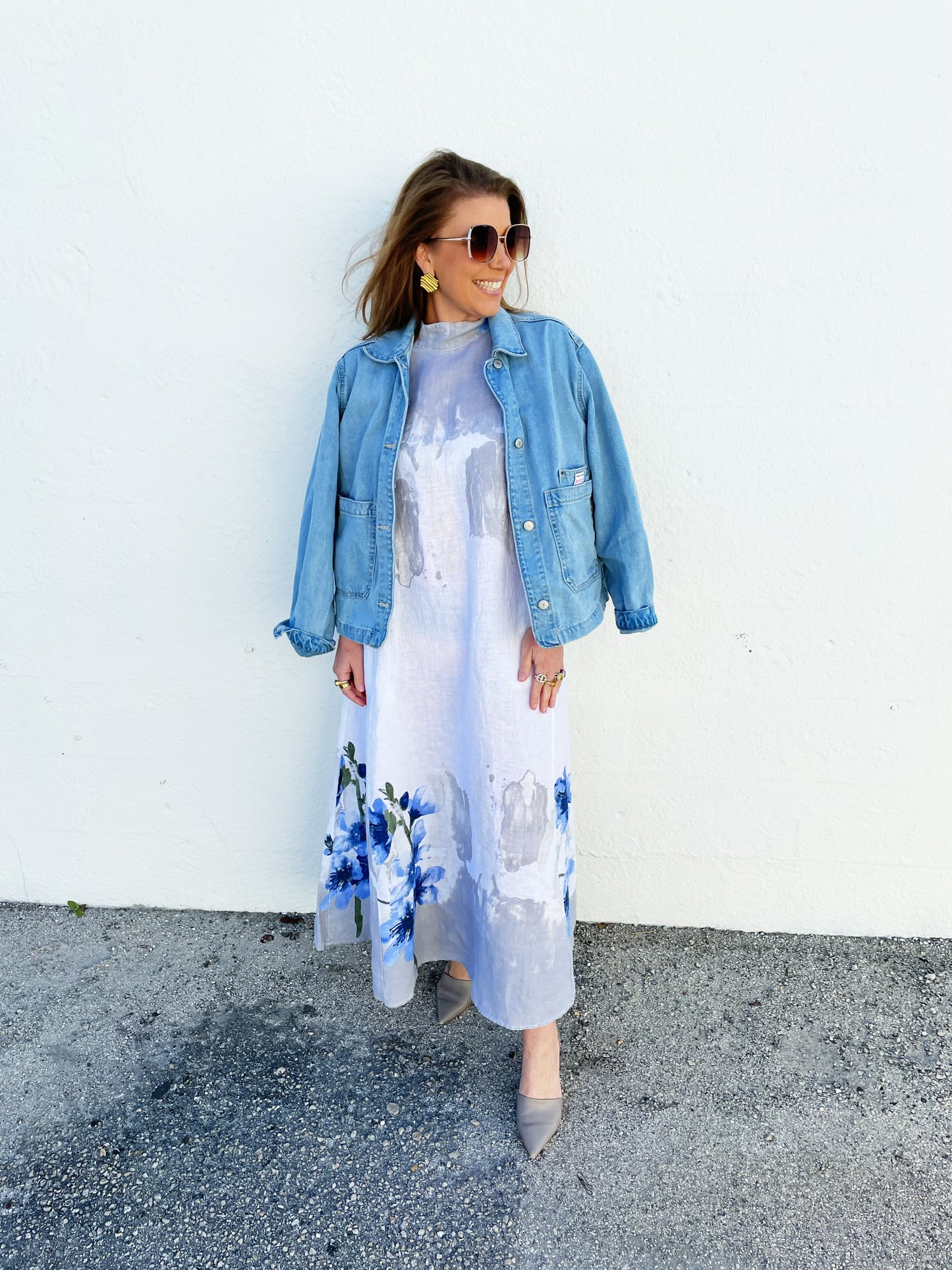 Jenny Dress in White Watercolor