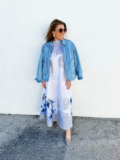Jenny Dress in White Watercolor
