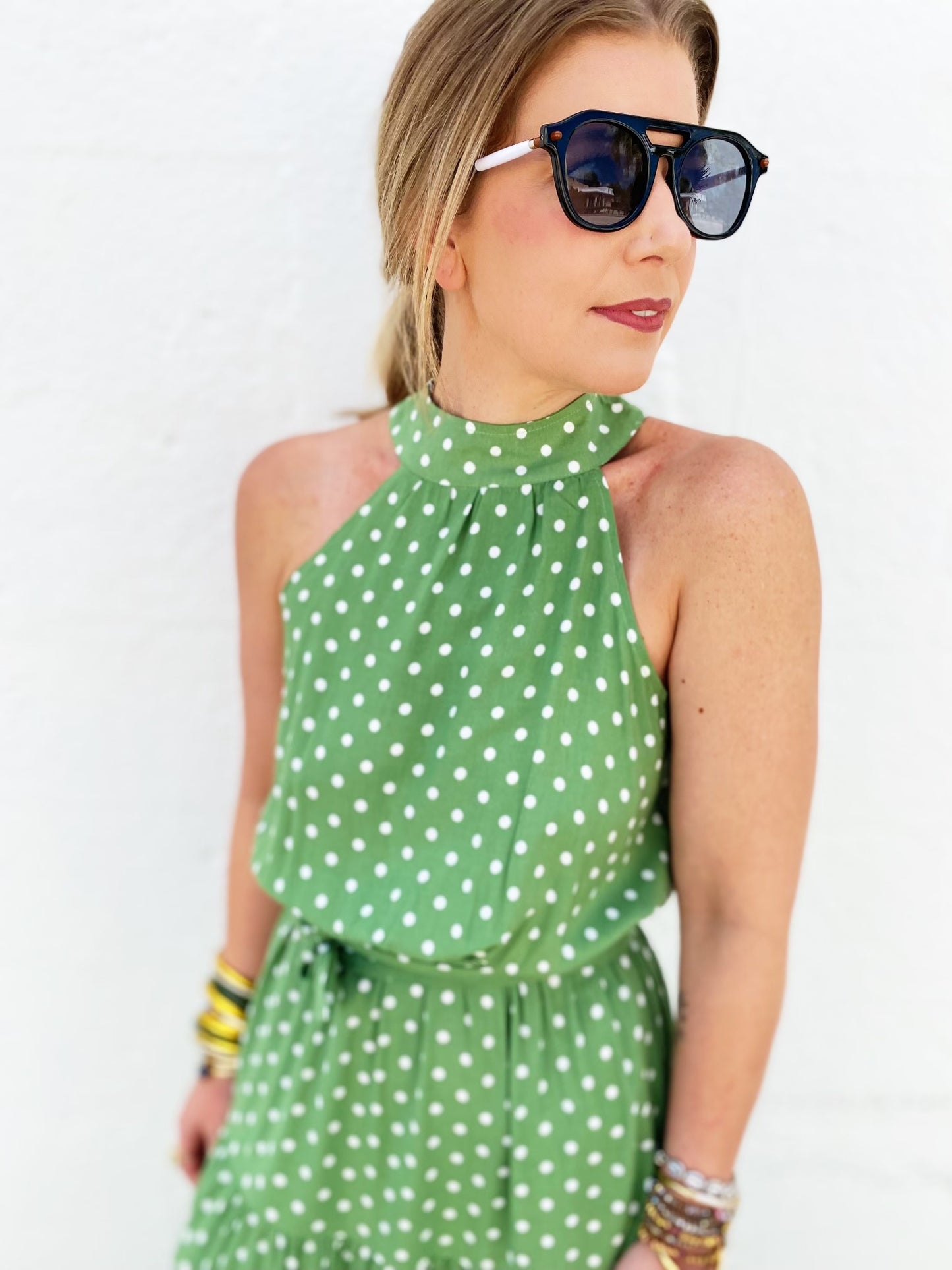 Womens Polka Dot Maxi Dress