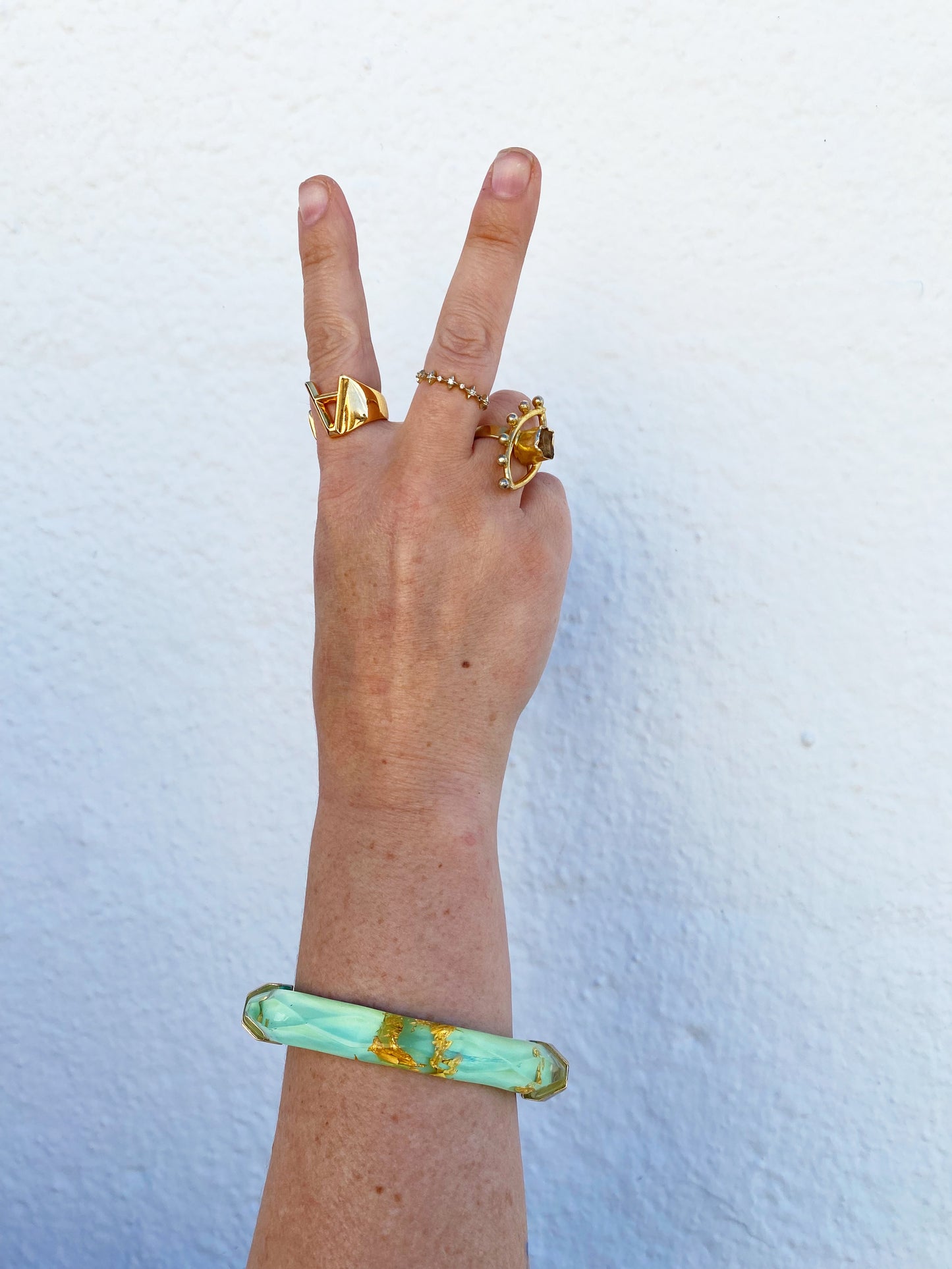 Gold Leaf Thin Faceted Lucite Bangles *SAMPLE SALE