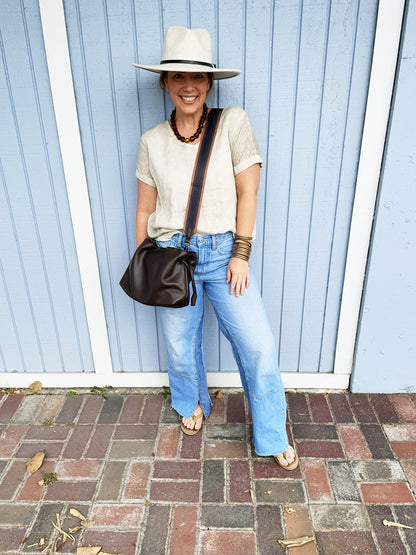 Taylor Convertible Crossbody- Chocolate Vegan Leather