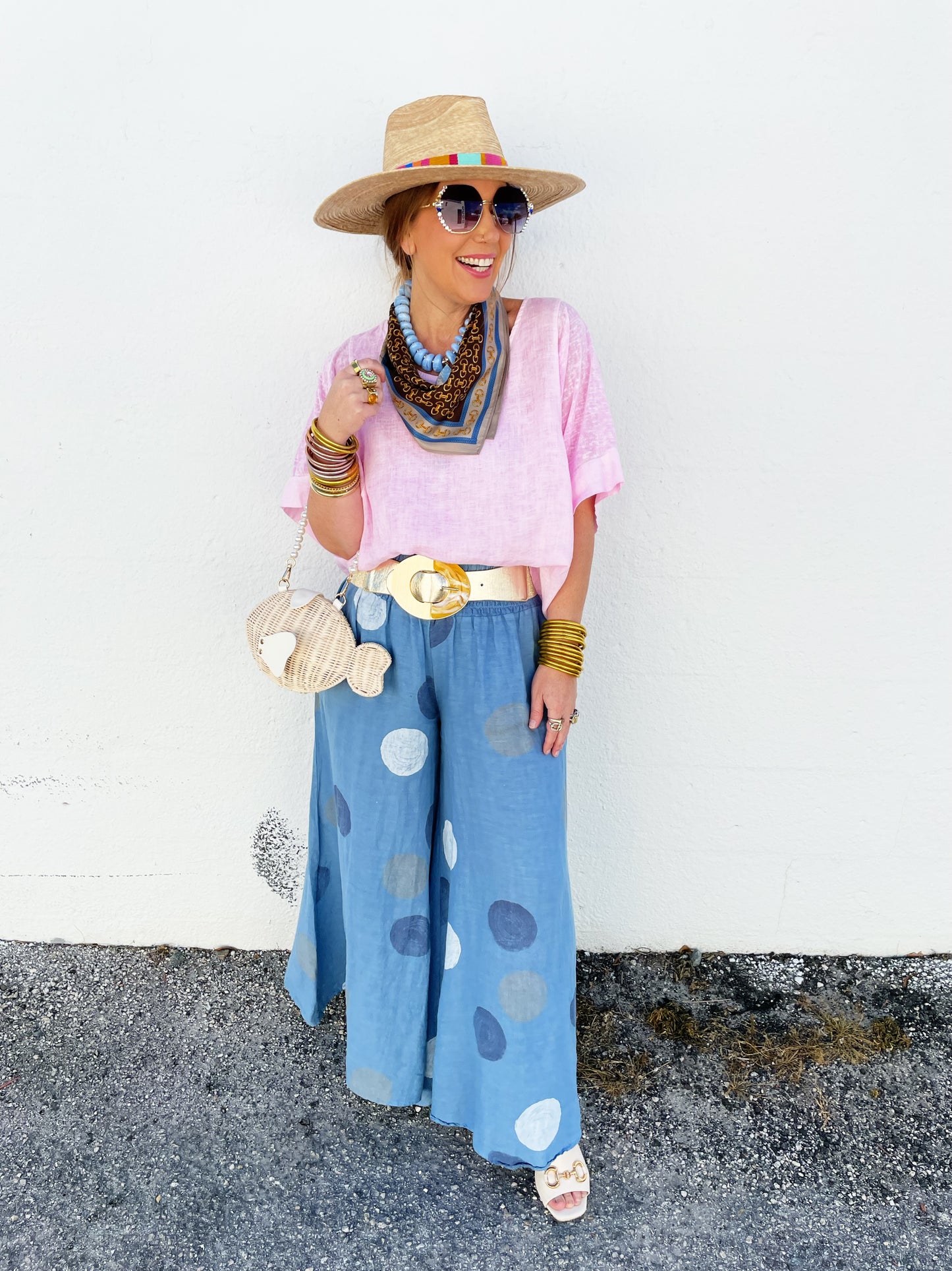 Phoebe Pant in Blue Polka Dot