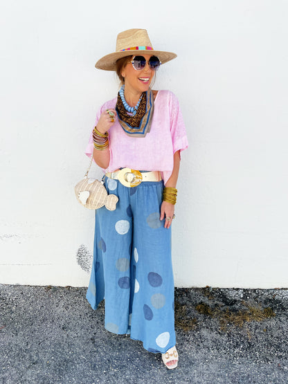 Phoebe Pant in Blue Polka Dot