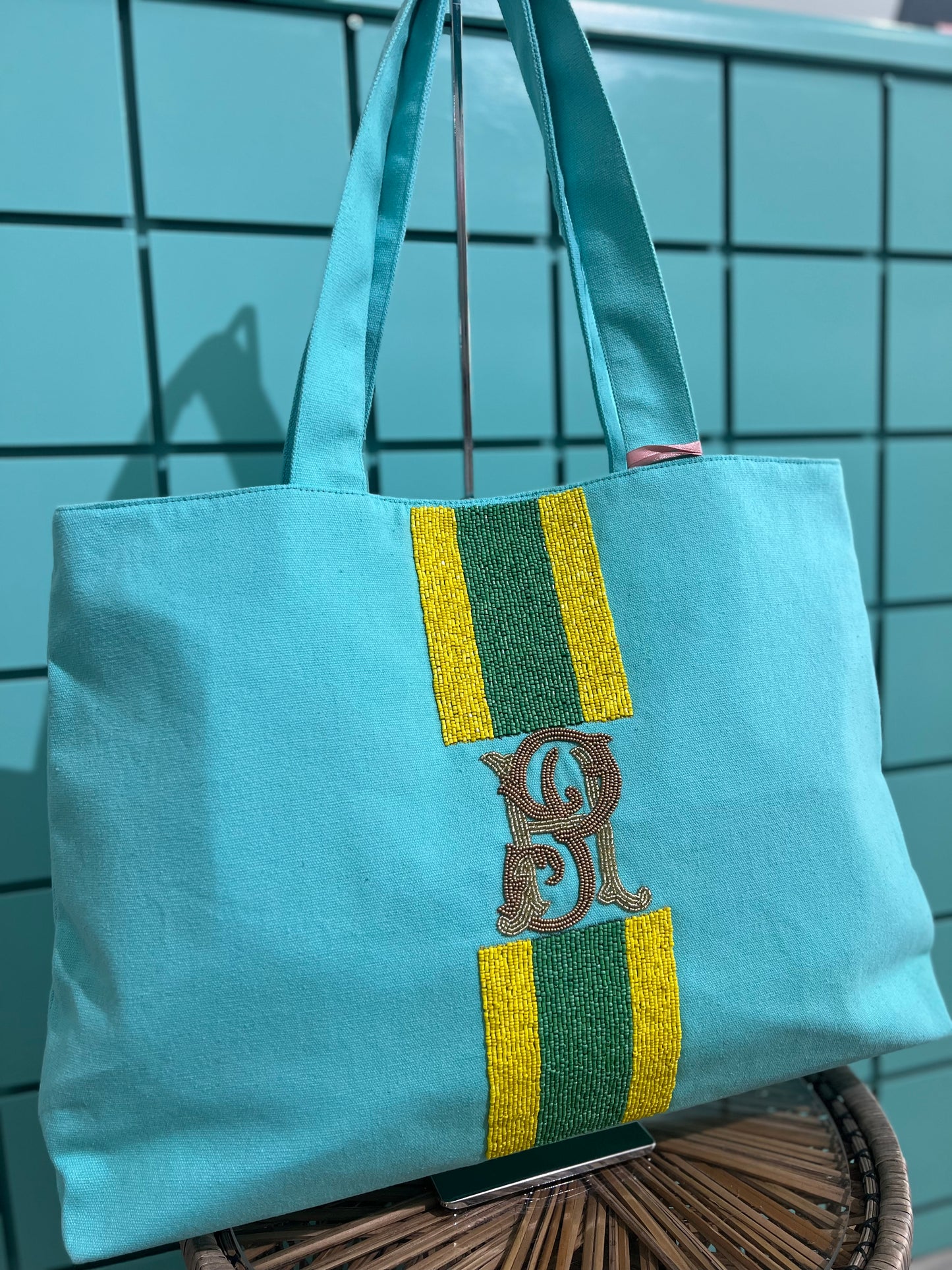 Custom Beaded Canvas Tote