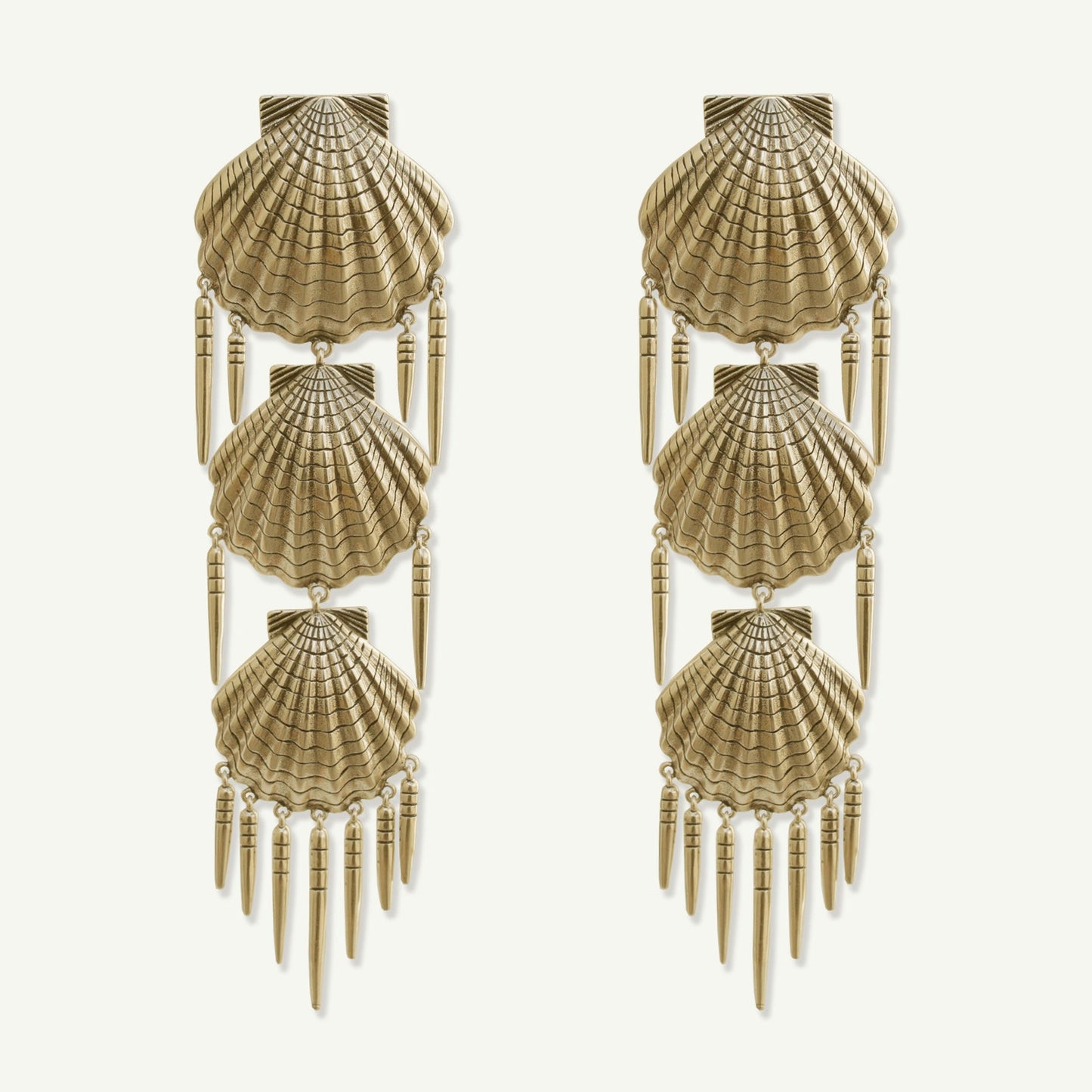 Delmar Shell Statement Earrings Antique Gold