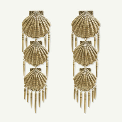 Delmar Shell Statement Earrings Antique Gold