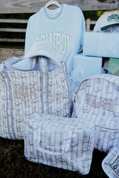 Western Blues Striped - Clear Coat Toiletry Case