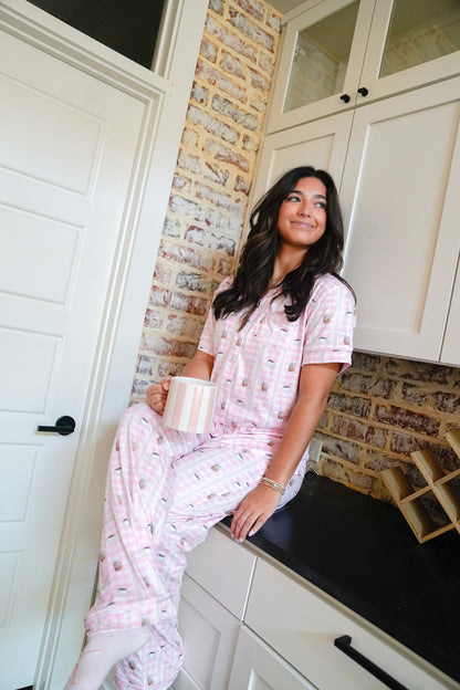 Pink Coffee - Short Sleeve + Pant Pajama Set