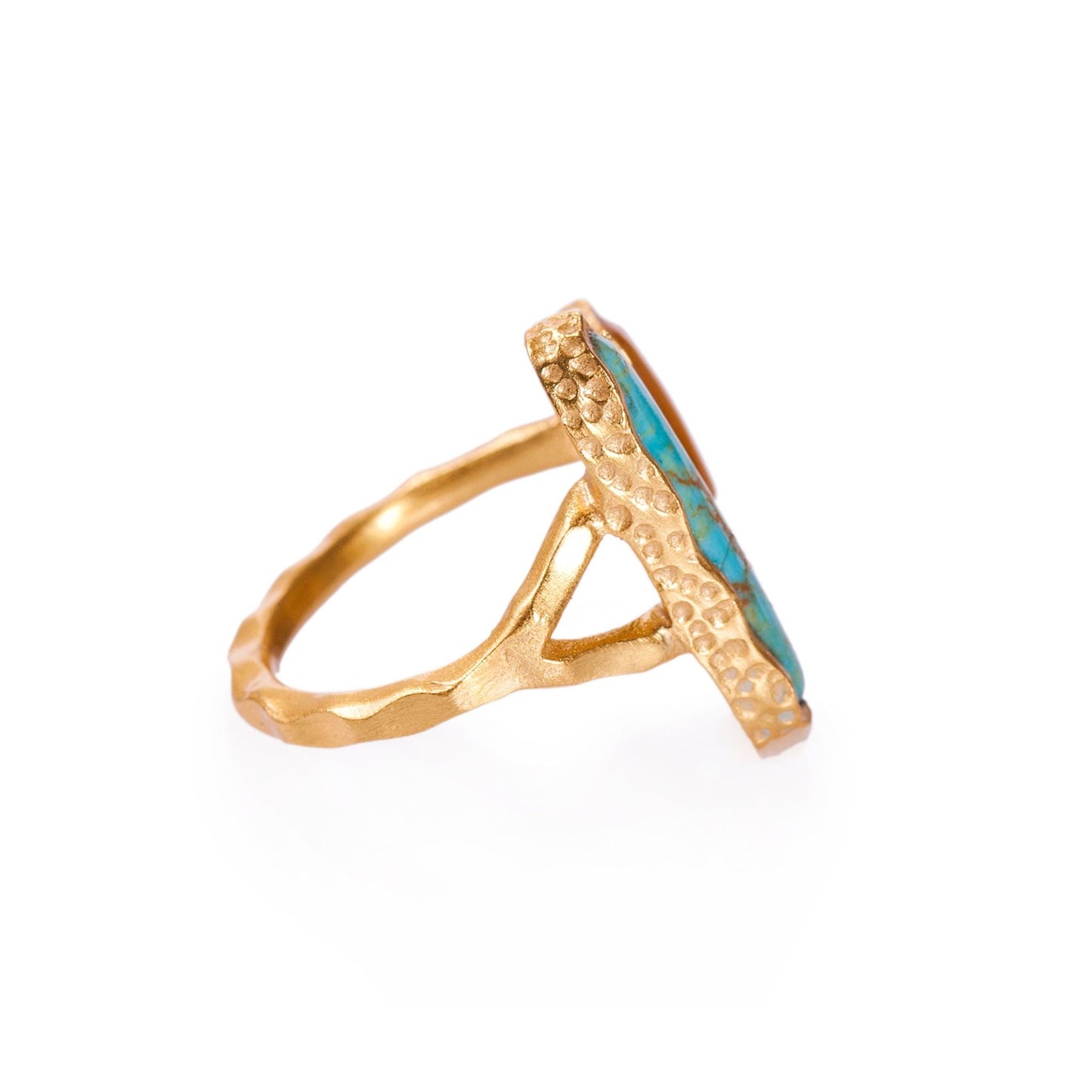 Deco Twin Stone Ring - Turquoise/Pearl