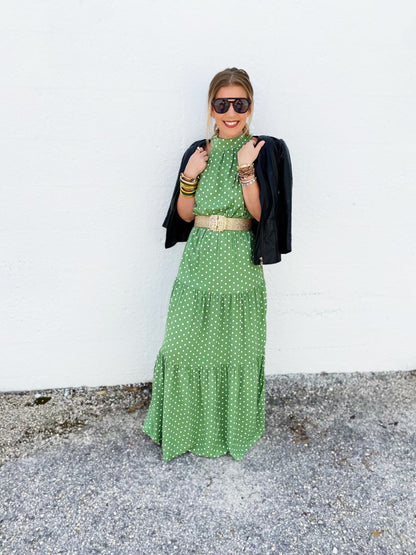 Womens Polka Dot Maxi Dress