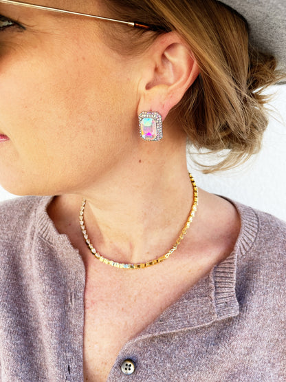 Emma Earrings in Iridescent Silver