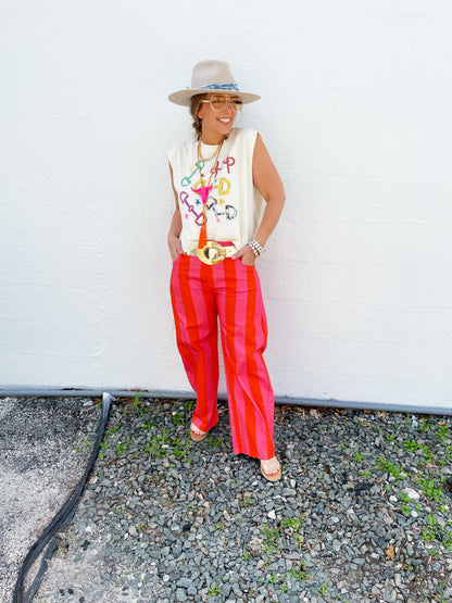 Charlie Pant in Orange /PInk