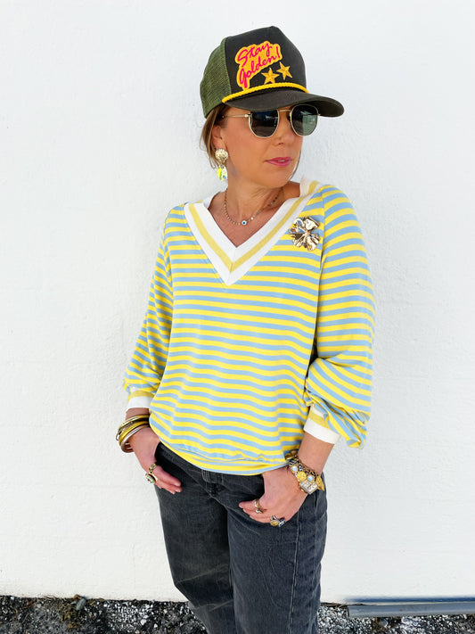 Stripe Sweater Yellow & Blue