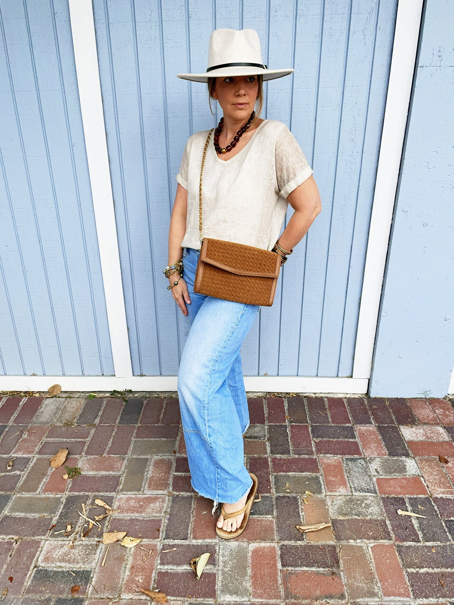 Beth Clutch- Woven Saddle Vegan Suede