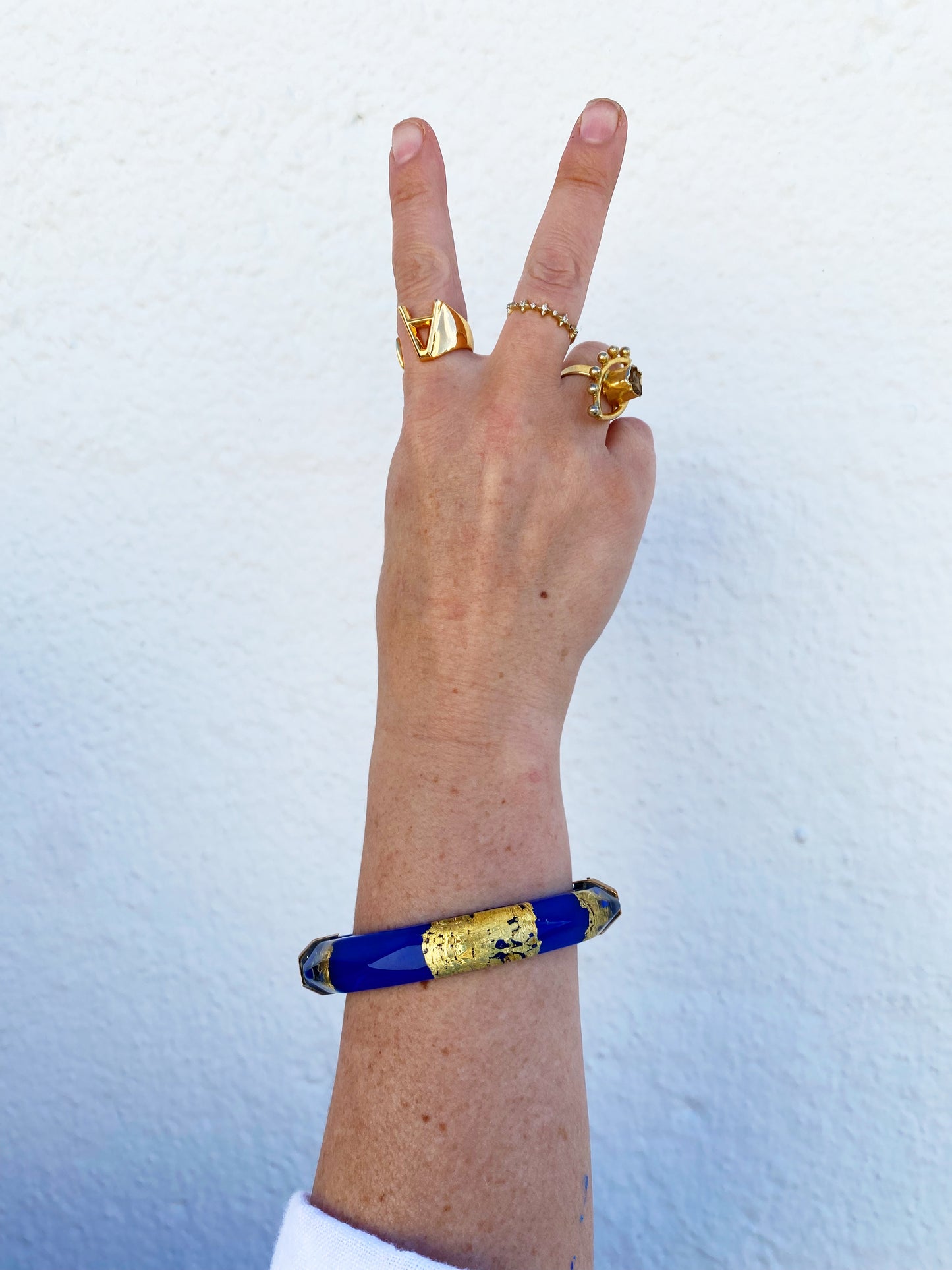 Gold Leaf Thin Faceted Lucite Bangles *SAMPLE SALE