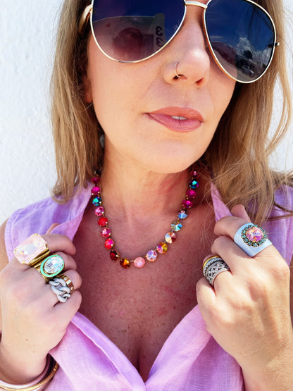 The Sofia Necklace in Flamingo Mix