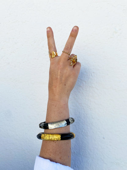 Gold Leaf Thin Faceted Lucite Bangles *SAMPLE SALE