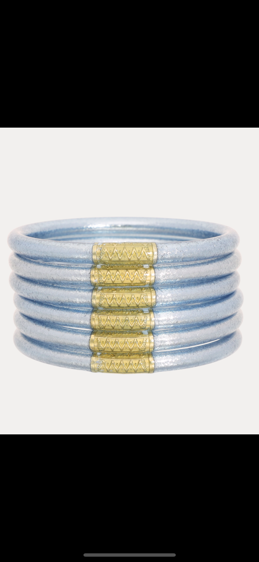 Seaglass Blue All Weather Bangles® (Set of 6) - Serenity Prayer