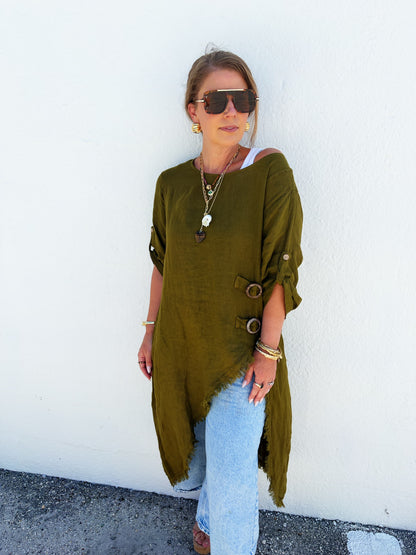 Lane High/Low Linen Top