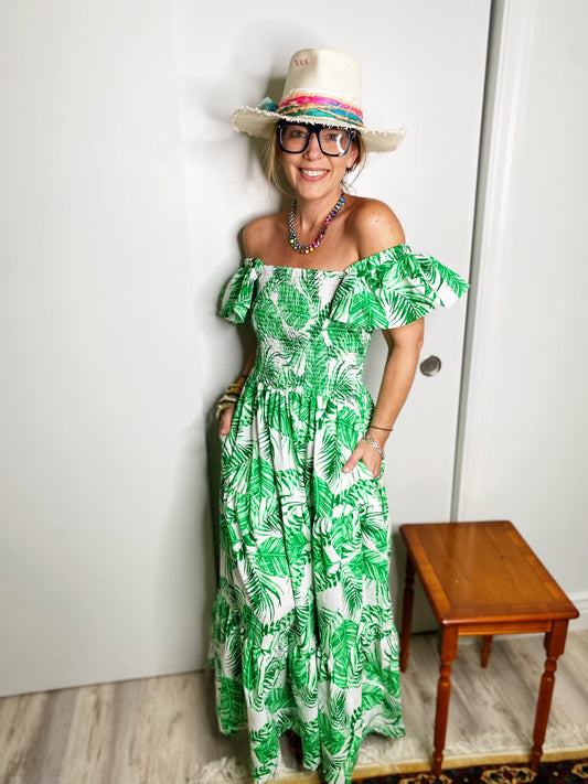 Charlie Dress Palm Fronds