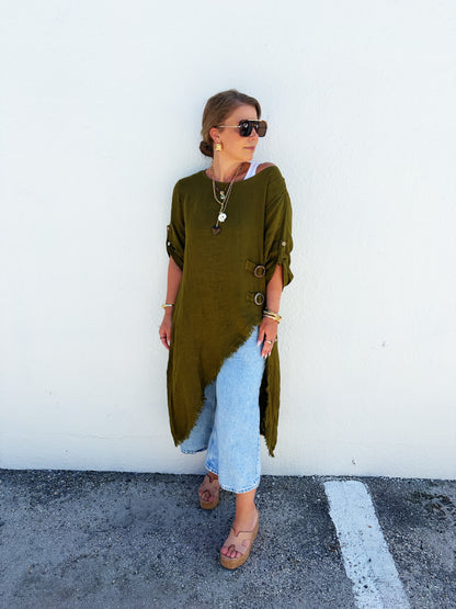 Lane High/Low Linen Top