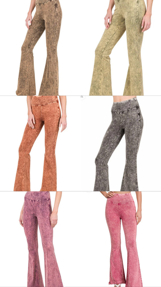 Acid Wash High Waist Raw Edge Hem pants