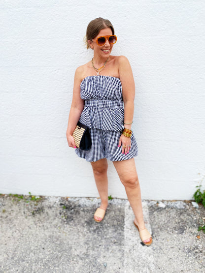 Gingham Tube Top and Shorts Set