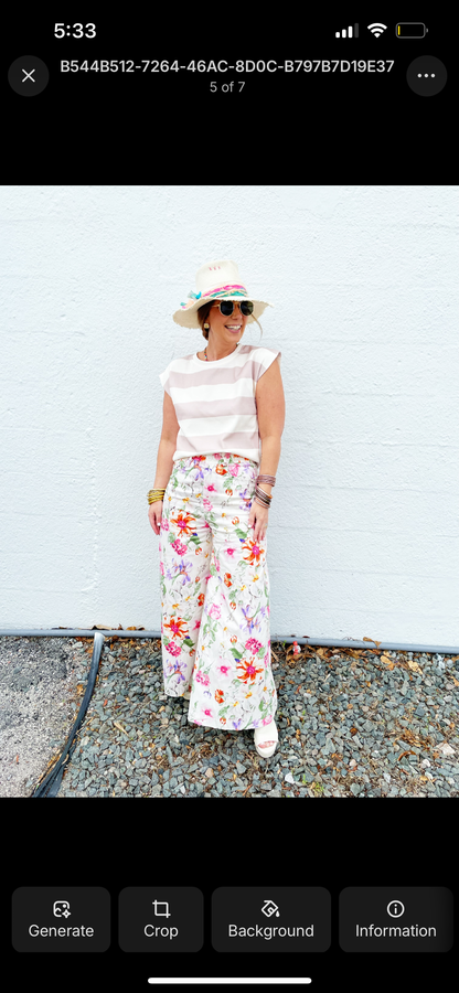 Floral Pants in White