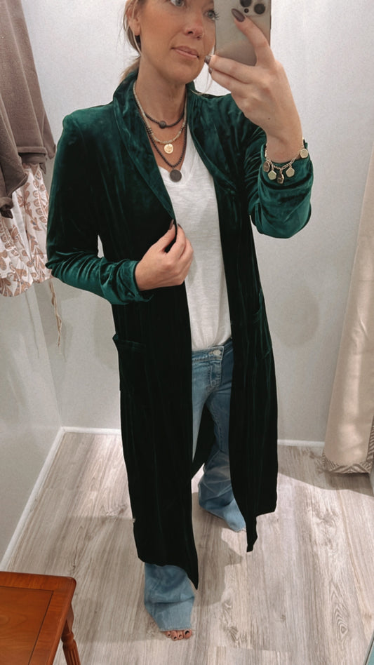 Crushed velvet Taylor duster with pockets