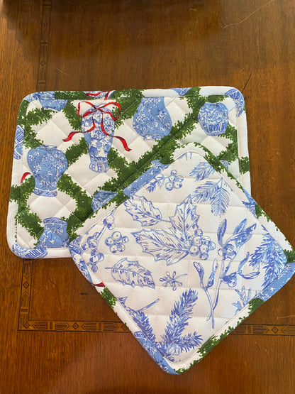 Reversible Ginger Jar Pot Holder Set