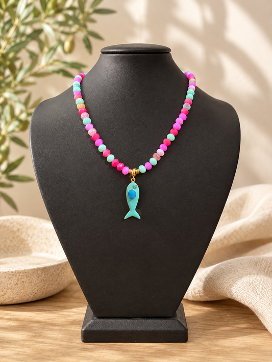 Tori Glass Bead Fish Necklace