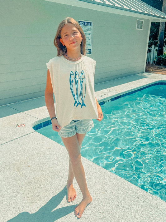 Underground Original Design: Three Little Fish Vintage Cropped Muscle Tank
