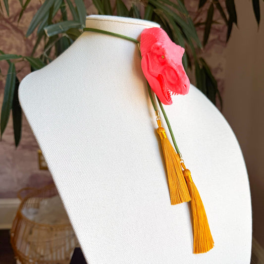 T Rex Bolo Punch Pink with Olive Green & Golden Yellow