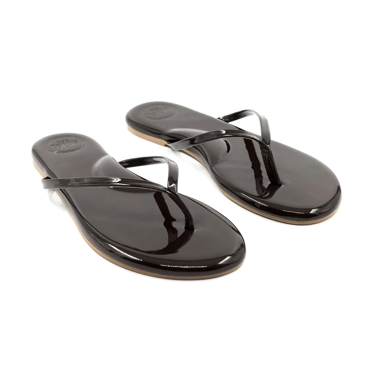 Solei Sea Walnut Patent Flip Flops