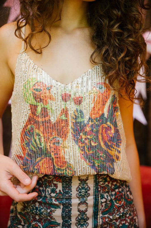 Tipsy Turkeys Gold Sequin Top PREORDER
