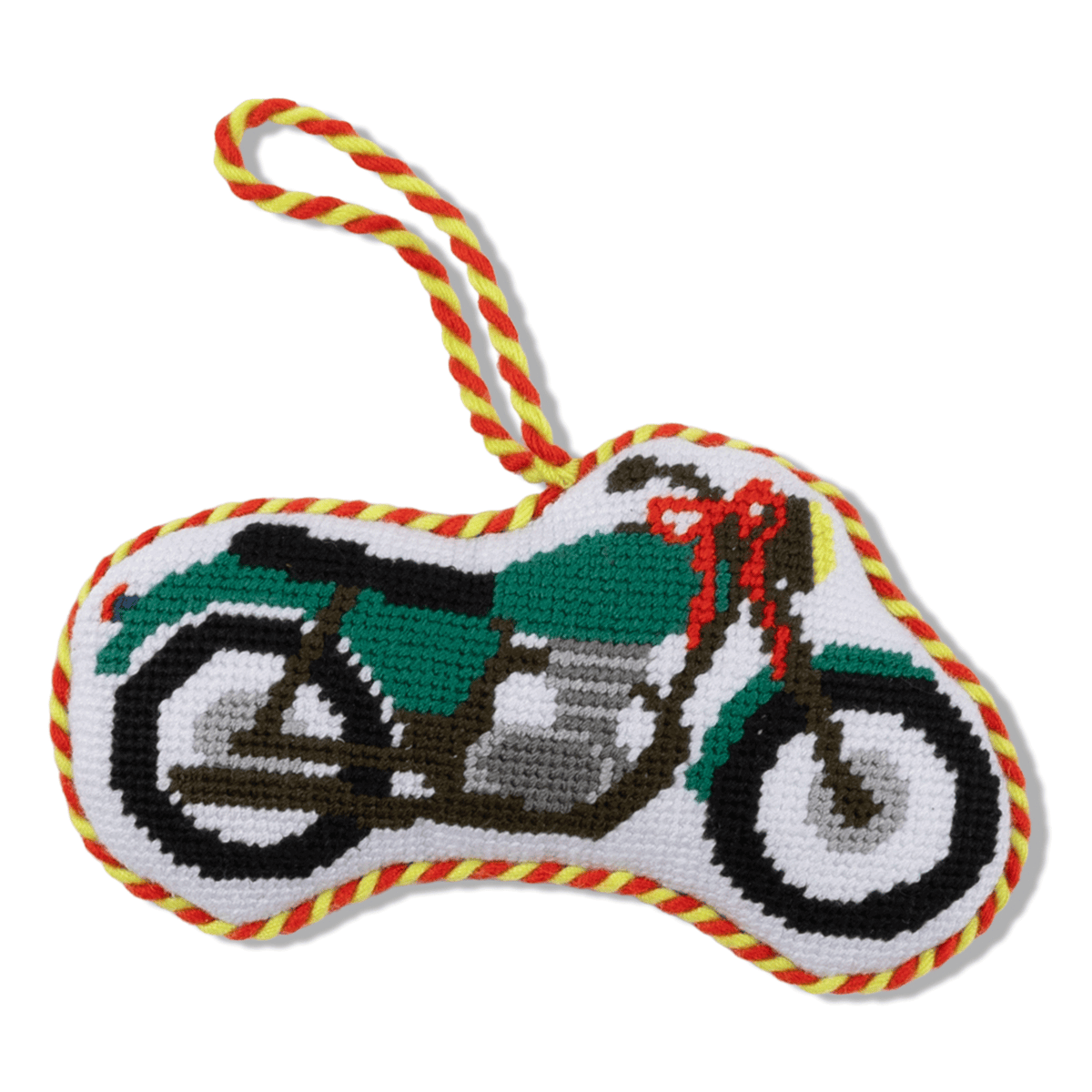 Needlepoint Icon Ornament - Motorcycle