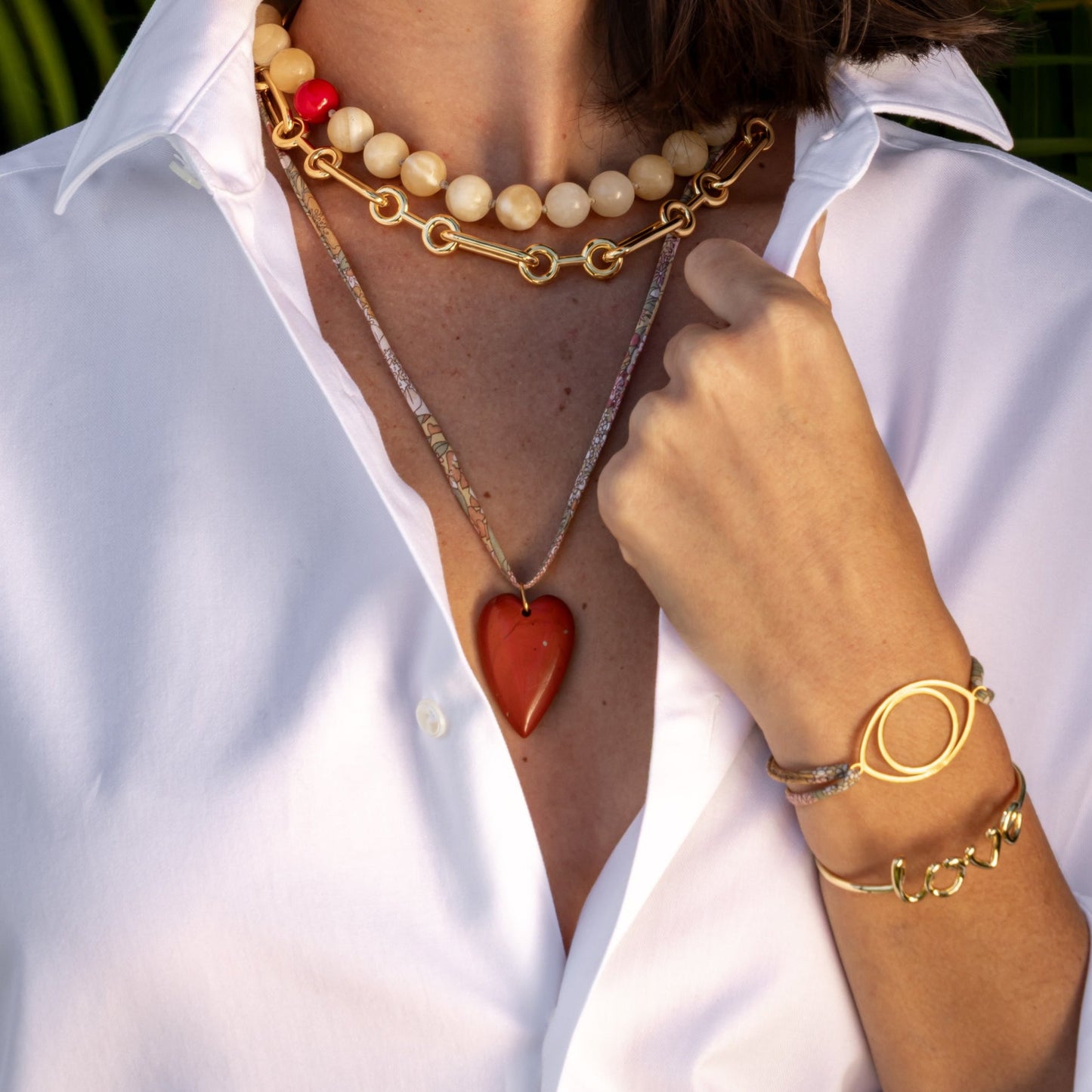 Gemstone Heart Liberty Print Necklace